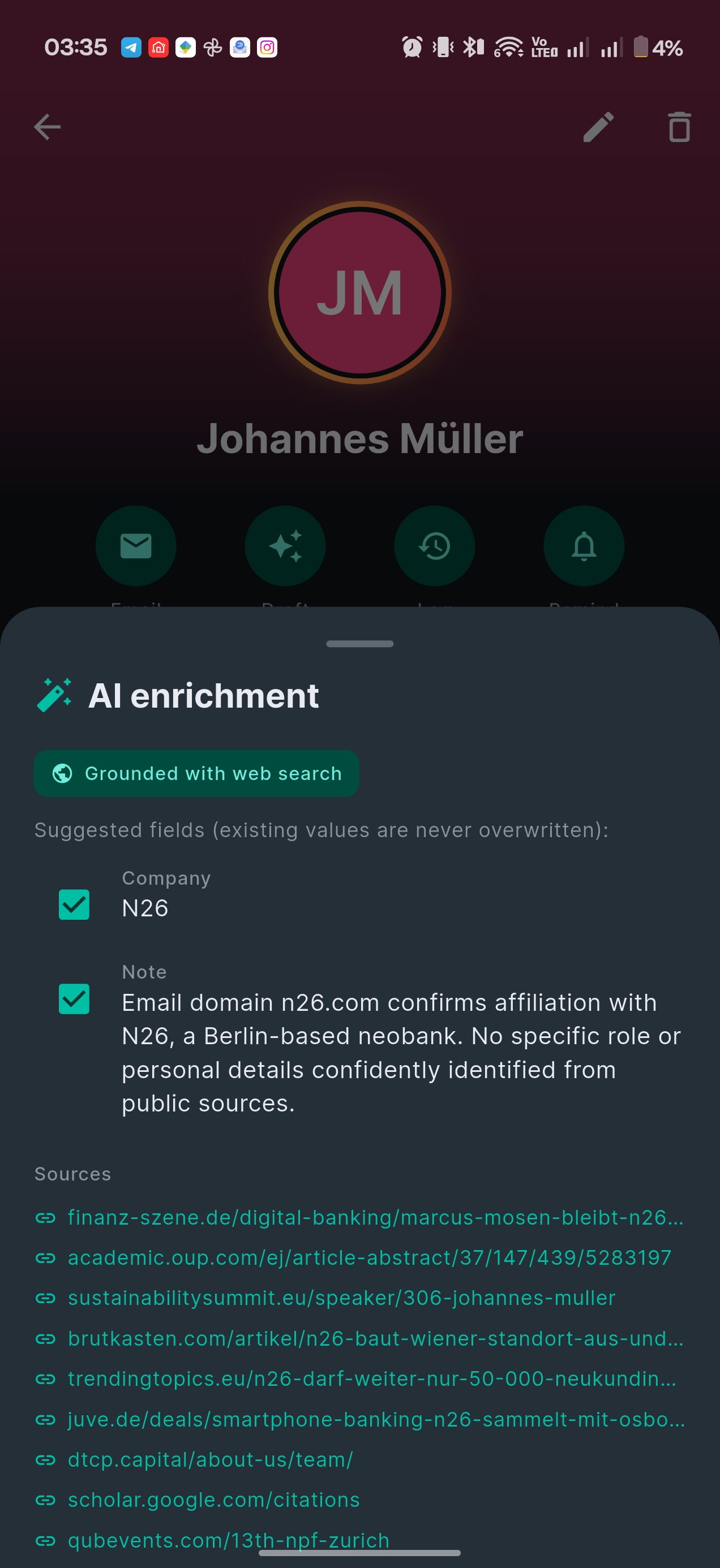 AI enrichment with web sources