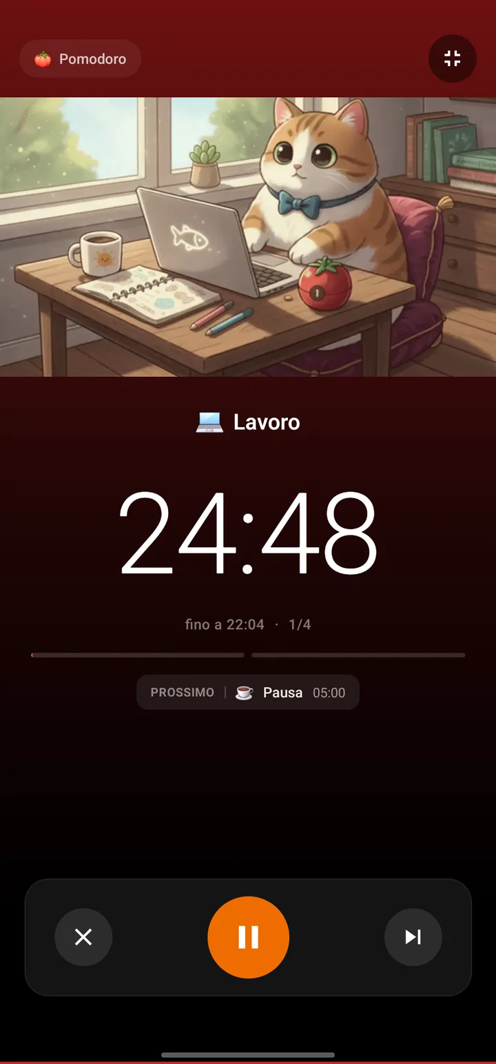 Modalità Ambient con una scena di concentrazione e un timer grande