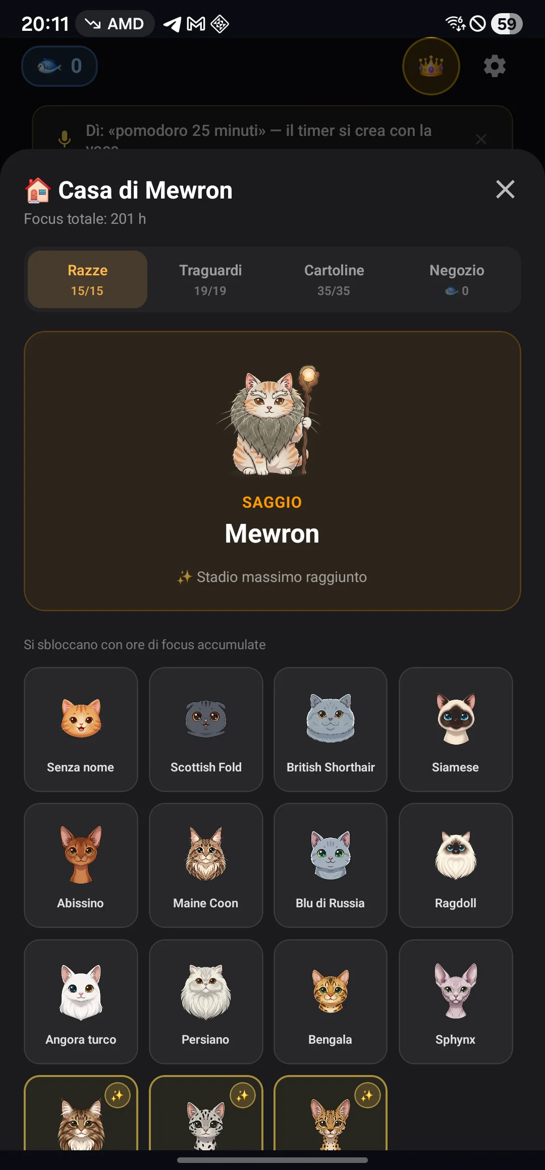 Casa dei Gatti con tutte le 15 razze sbloccate